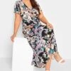 YOURS Curve Black Paisley Print V-Neck Midaxi Dress