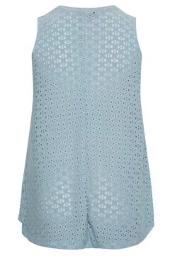 YOURS Curve Blue Pointelle Vest Top -Luna Looks Zone 7355f93a fc97 4b 301838 Y
