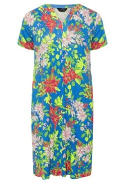 YOURS Curve Blue Front Print Pleat Front Dress -Luna Looks Zone 73ec68b0 2cac 47 301000 X