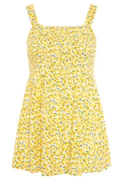YOURS Curve Yellow Floral Shirred Smock Vest Top 10 YOURS Curve Yellow Floral Shirred Smock Vest Top -Luna Looks Zone 7453e39e 7880 4f 131327 F