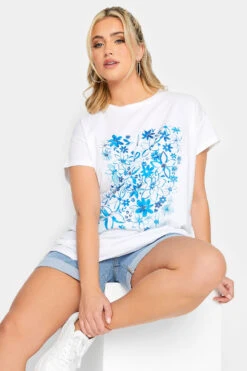 LIMITED COLLECTION Curve White Floral Graphic T-Shirt -Luna Looks Zone 74970b0a bd75 41 215808 D