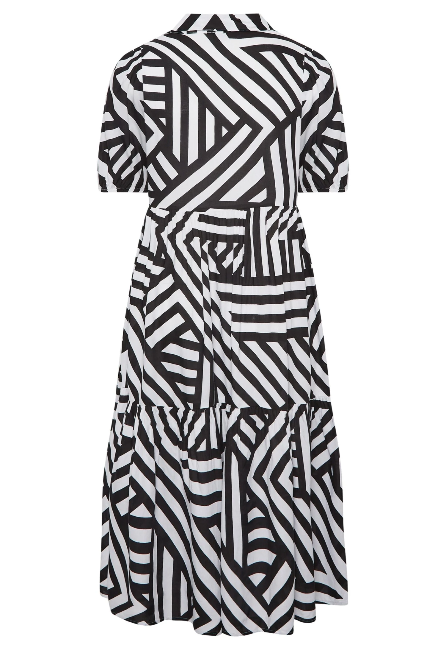 YOURS Curve Black Stripe Button Through Dress 6 YOURS Curve Black Stripe Button Through Dress - Image 6