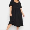 LIMITED COLLECTION Curve Black Ribbed Square Neck Midi Dress