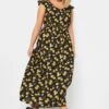 LIMITED COLLECTION Curve Black Lemons Print Frill Maxi Dress