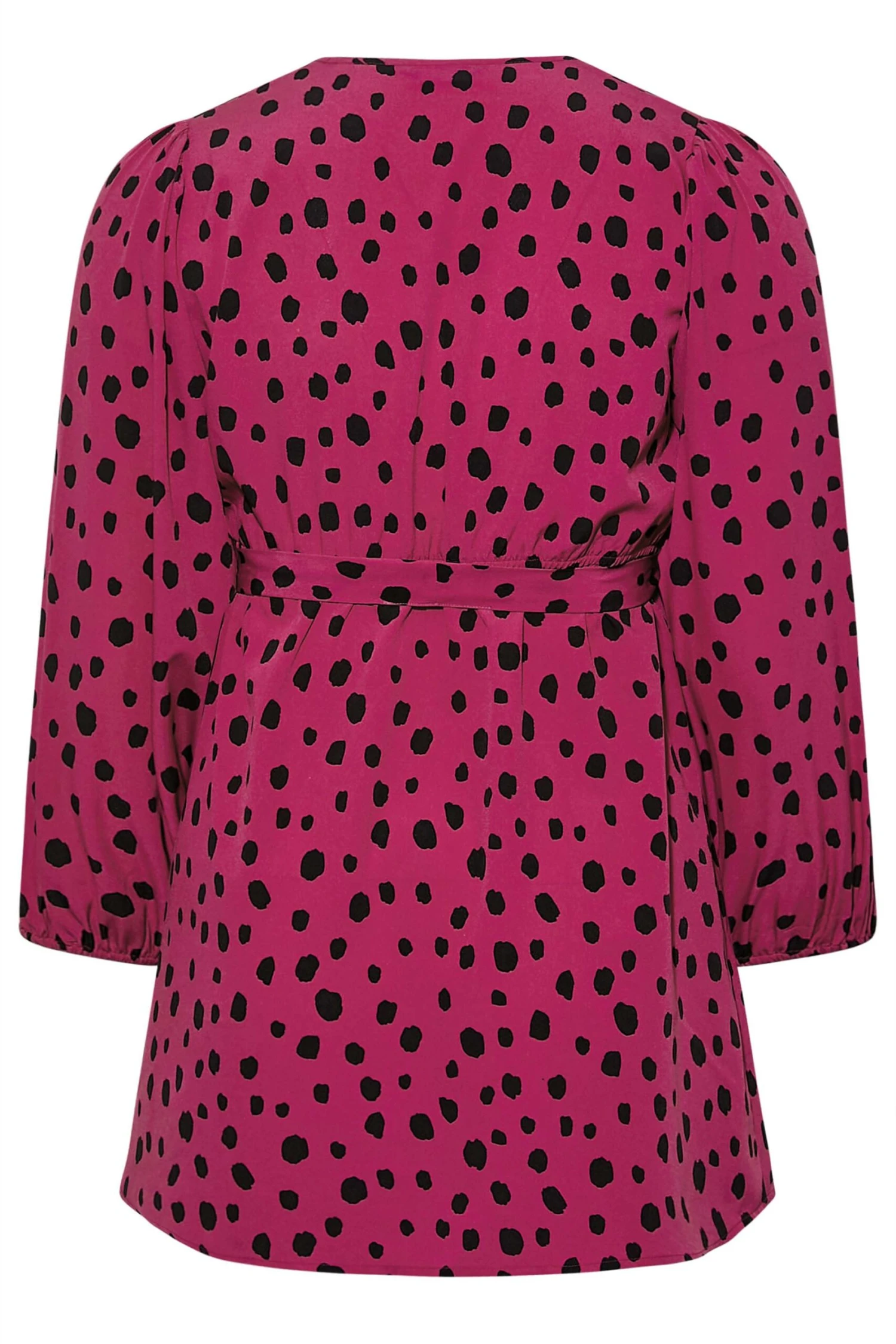 YOURS Curve Dark Pink Dalmatian Print Wrap Top 6 YOURS Curve Dark Pink Dalmatian Print Wrap Top - Image 6