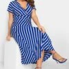 YOURS Curve Blue Stripe Swing Maxi Dress