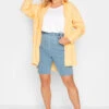 YOURS Curve Light Blue Pull On Denim Cycling Shorts
