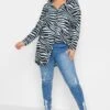 YOURS Curve Blue & Black Zebra Print Shirt