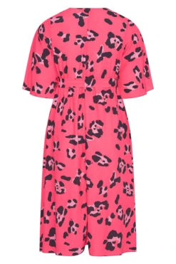 YOURS LONDON Curve Bright Pink Leopard Print Midi Wrap Dress -Luna Looks Zone 76361fef e4a9 47 161388 BK