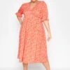 LIMITED COLLECTION Curve Orange Ditsy Wrap Dress