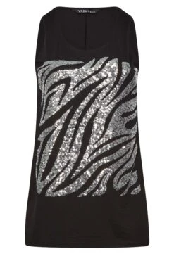 YOURS Curve Black Zebra Print Sequin Vest Top 12 YOURS Curve Black Zebra Print Sequin Vest Top -Luna Looks Zone 76fa78b5 6953 44 302091 X