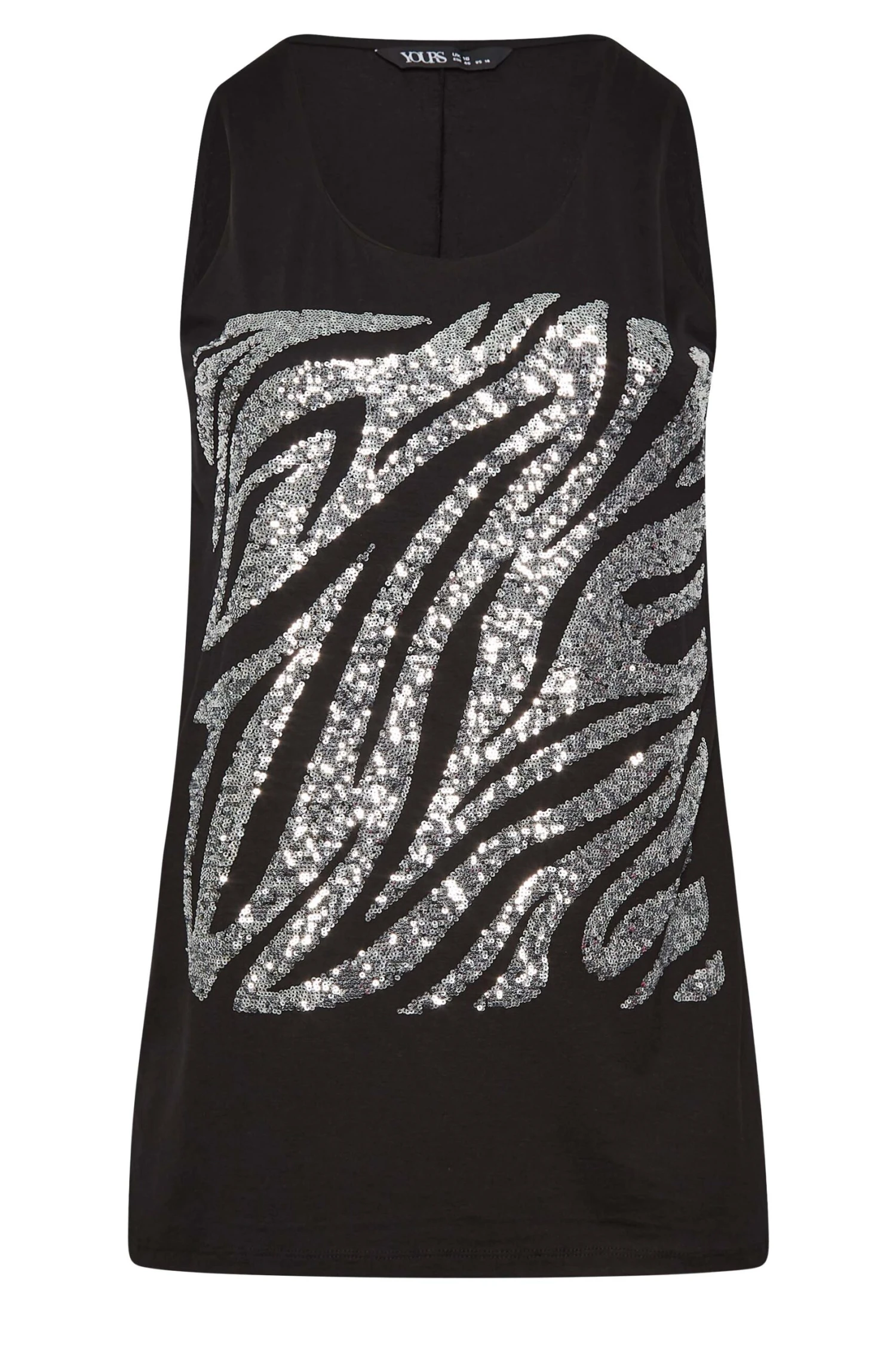 YOURS Curve Black Zebra Print Sequin Vest Top 6 YOURS Curve Black Zebra Print Sequin Vest Top - Image 6
