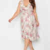 YOURS LONDON Curve White Floral Print Double Ruffle Wrap Dress