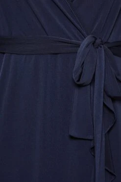 YOURS LONDON Curve Navy Blue Short Sleeve Ruffle Wrap Maxi Dress -Luna Looks Zone 77a769fa e4a9 45 162143 Z