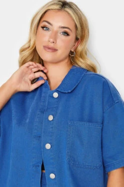 YOURS Curve Cobalt Blue Denim Shirt 8 YOURS Curve Cobalt Blue Denim Shirt -Luna Looks Zone 77b6661a d87c 49 120751 D