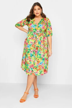 LIMITED COLLECTION Curve Green Floral Midaxi Dress