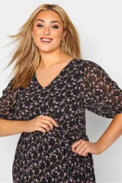 YOURS LONDON Curve Black Ditsy Smock Maxi Dress -Luna Looks Zone 786ec187 0a42 43 161123 D