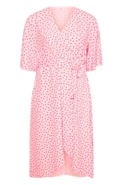 YOURS LONDON Curve Pink Polka Dot Midi Wrap Dress -Luna Looks Zone 78a2145f 3bab 4a 161732 X