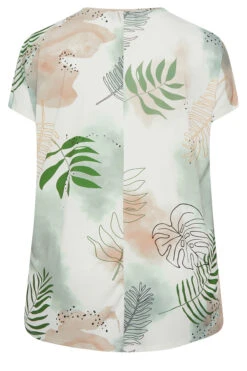 YOURS Curve White Leaf Print T-Shirt -Luna Looks Zone 78db897d af02 43 302103 Y