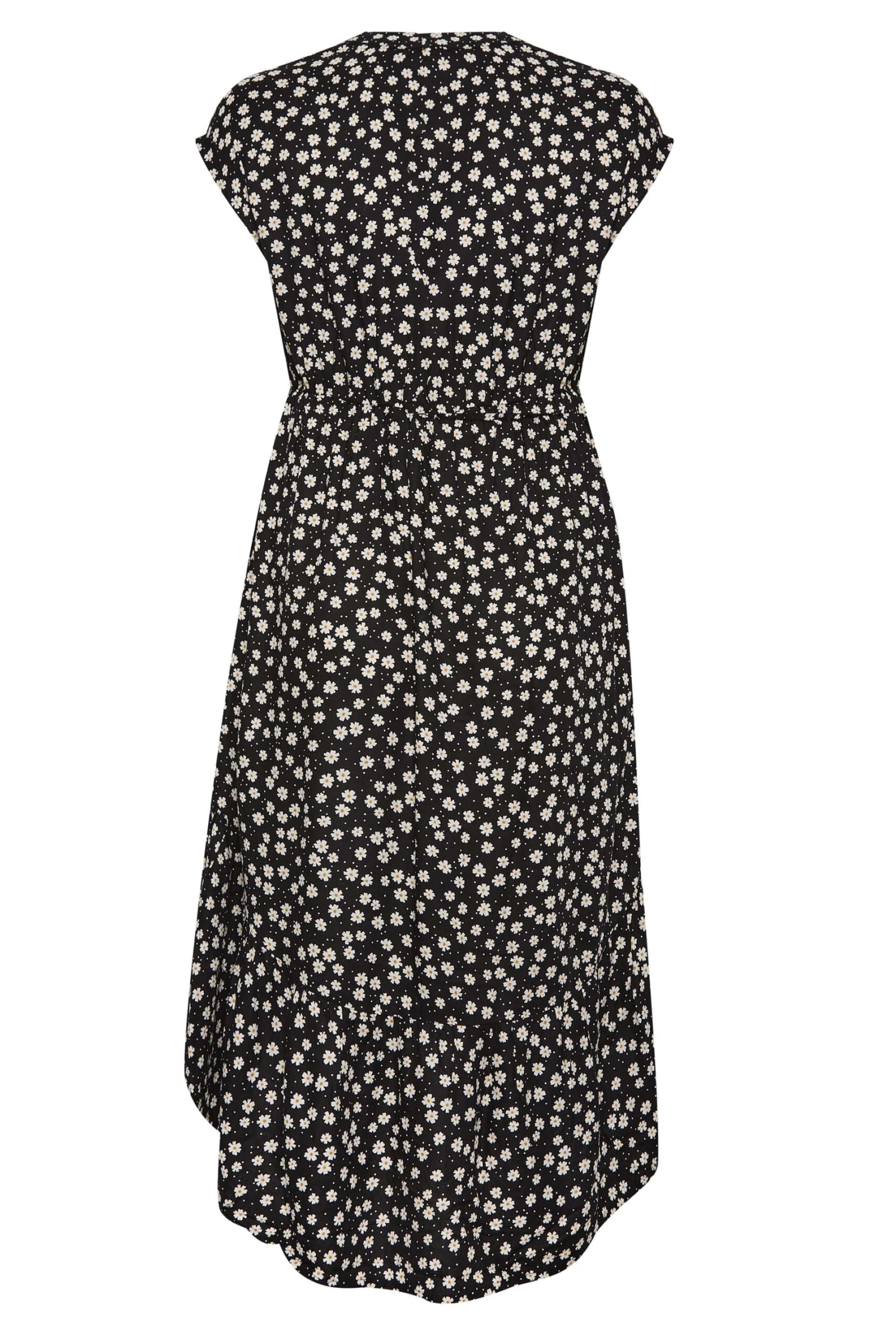 YOURS Curve Black Daisy Print High Low Wrap Dress 6 YOURS Curve Black Daisy Print High Low Wrap Dress - Image 6