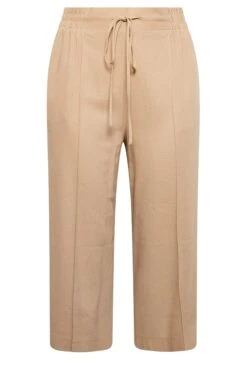 YOURS Curve Stone Brown Linen Look Culottes -Luna Looks Zone 79b4ce0d 954d 43 144766 X