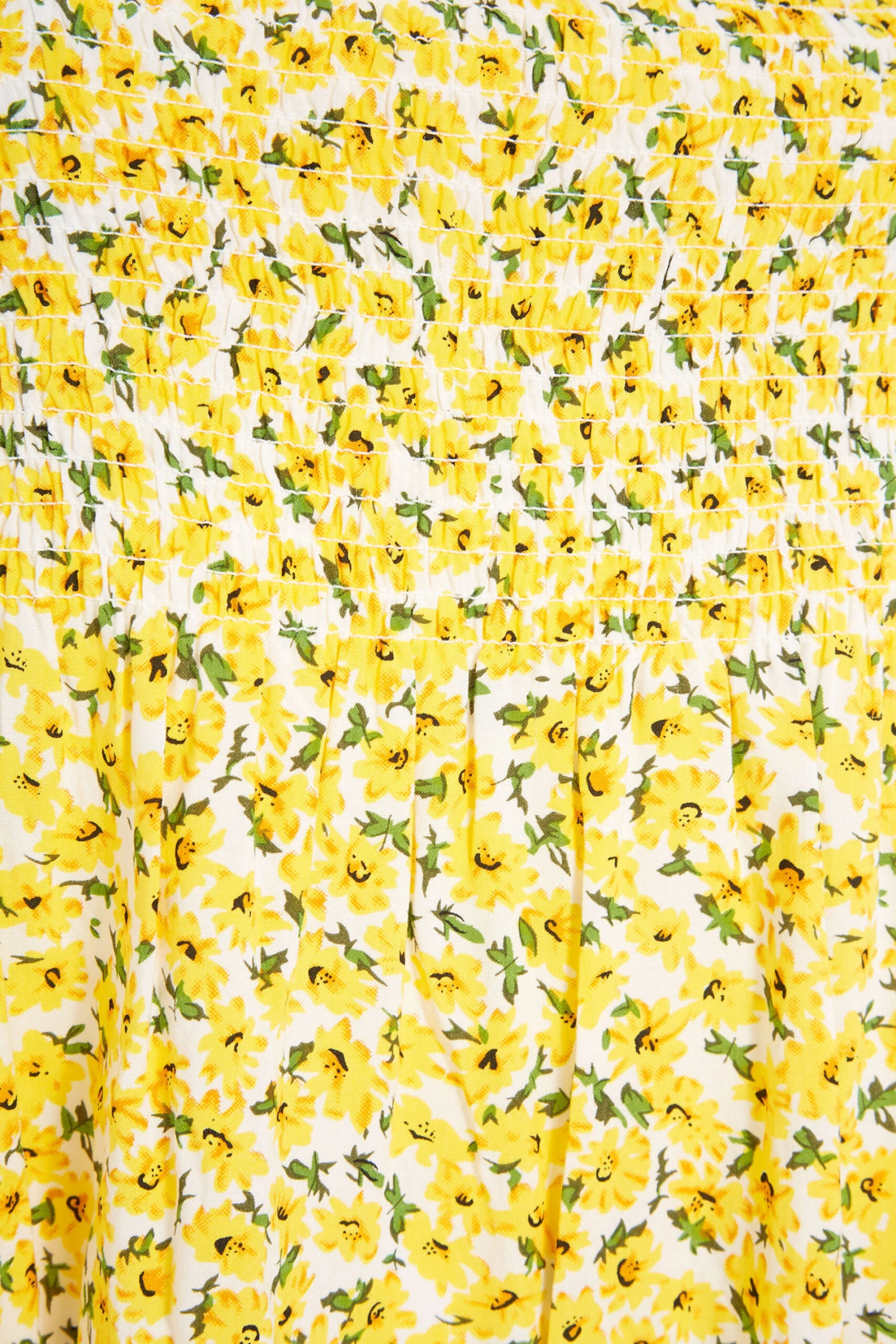 YOURS Curve Yellow Floral Shirred Smock Vest Top 4 YOURS Curve Yellow Floral Shirred Smock Vest Top - Image 4