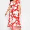 YOURS Curve Red Floral Midaxi Wrap Dress