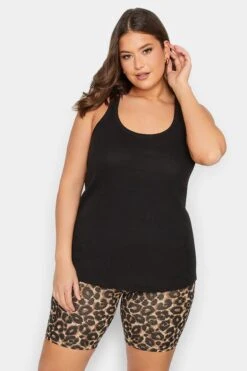 YOURS Curve 2 PACK Black Leopard Print Cycling Shorts