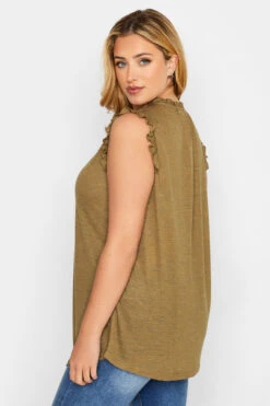 YOURS Curve Brown Frill Sleeve Blouse -Luna Looks Zone 7a75d8b9 0f8e 43 174212 C