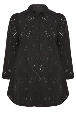YOURS Curve Black Broderie Anglaise Shirt -Luna Looks Zone 7a9d353c 6e67 4c 131763 X