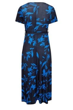 YOURS Curve Cobalt Blue Leaf Print Maxi Wrap Dress -Luna Looks Zone 7ac7a118 d4ef 4a 302159 Y