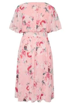 YOURS LONDON Curve Pink Angel Sleeve Floral Shirred Dress -Luna Looks Zone 7ad8dcf3 d178 43 162048 Y