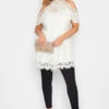 YOURS LONDON Curve White Cold Shoulder Lace Top