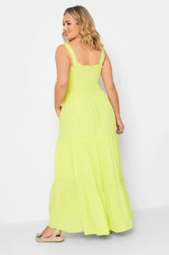 YOURS Curve Lime Green Shirred Strappy Sundress 7 YOURS Curve Lime Green Shirred Strappy Sundress -Luna Looks Zone 7b94ee35 c2cf 4b 137428 C
