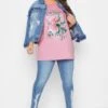 YOURS Curve Pink Floral Foil Print T-Shirt