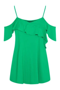 YOURS Curve Apple Green Frill Cold Shoulder Top -Luna Looks Zone 7bd8ac04 c491 47 320167 X