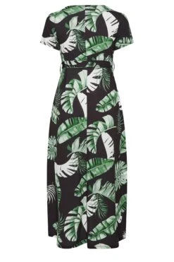 YOURS Curve Black Leaf Print Wrap Front Midaxi Dress -Luna Looks Zone 7c0e69b1 ddd4 4a 302151 Y