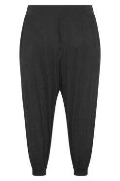 YOURS Curve Black Cropped Jersey Harem Joggers -Luna Looks Zone 7d3cf923 5e13 4d 144458 BK