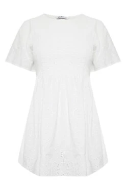 YOURS Curve White Broderie Anglaise Shirred Top -Luna Looks Zone 7d5fd12f b5c4 4d 330067 X