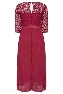 YOURS LONDON Curve Burgundy Red Lace Pleated Maxi Dress -Luna Looks Zone 7d676054 55f7 44 161009 BK