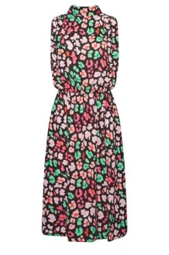 YOURS PETITE Curve Black Animal Print Halter Neck Dress -Luna Looks Zone 7de2c97d 54b7 41 174499 X