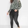 YOURS LONDON Curve White & Black Leopard Print Longline Shirt