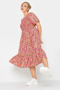LIMITED COLLECTION Curve Pink Ditsy Print Midaxi Dress