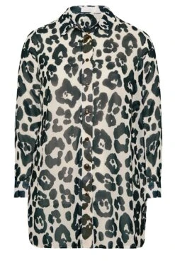 YOURS LONDON Curve White & Black Leopard Print Longline Shirt -Luna Looks Zone 7e7875c2 5a40 4d 162045 X