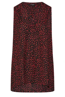 YOURS Curve Black & Red Dalmatian Pleat Detail Top -Luna Looks Zone 7ec4732c 3407 43 173965 X
