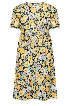 YOURS PETITE Curve Yellow Floral Print Smock Dress -Luna Looks Zone 7ecef86d 4efe 49 174426 y