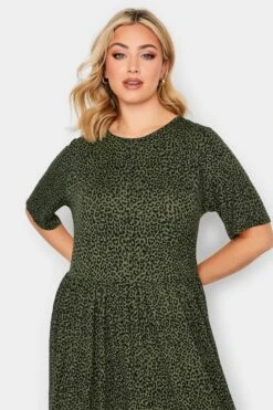YOURS Curve Green Leopard Print Midi Smock Dress -Luna Looks Zone 7f1ae47c 923b 4e 137563 D