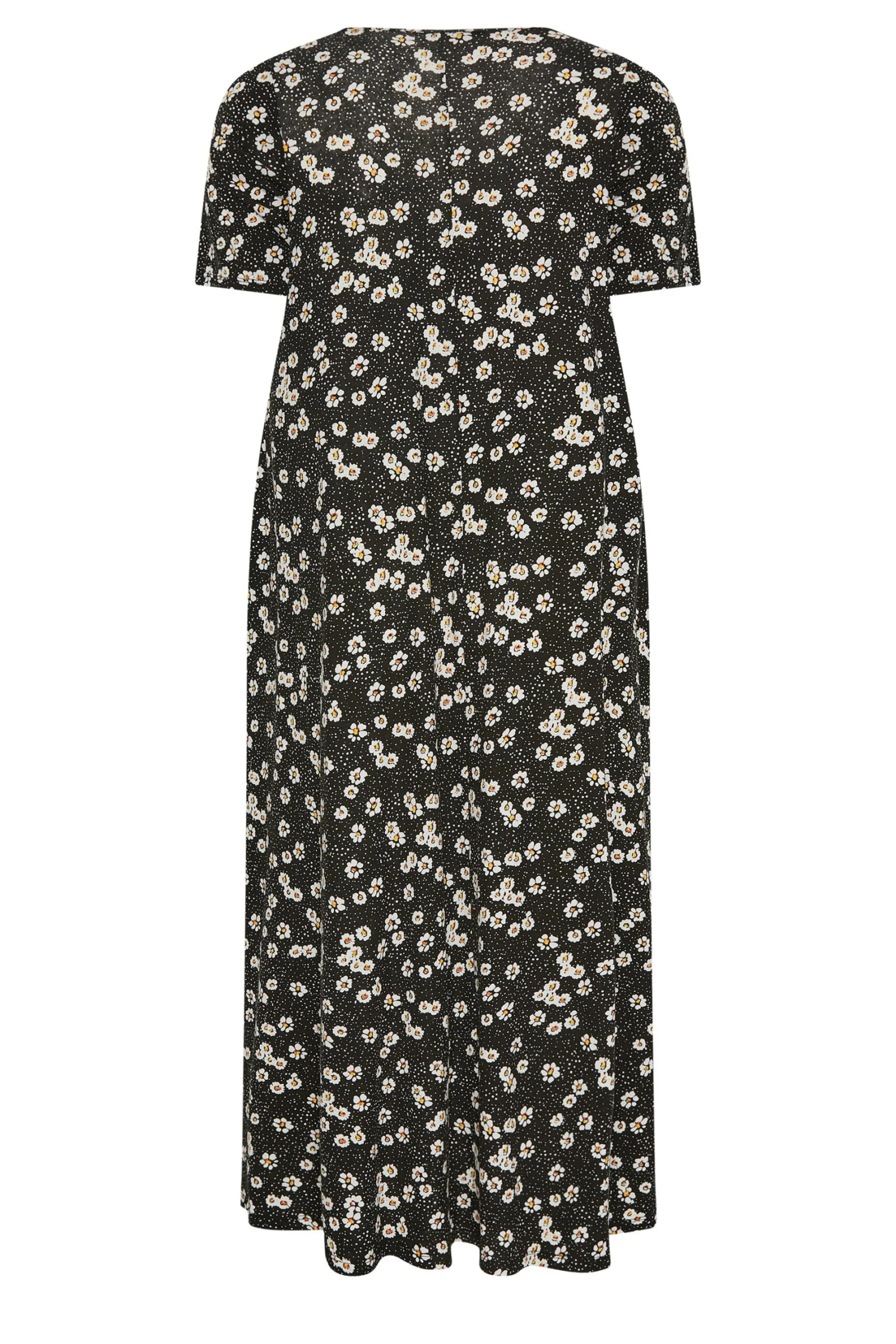 YOURS Curve Black Pleat Front Daisy Maxi Dress 6 YOURS Curve Black Pleat Front Daisy Maxi Dress - Image 6