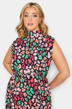 YOURS PETITE Curve Black Animal Print Halter Neck Dress -Luna Looks Zone 7f648a28 bb49 4c 174499 D