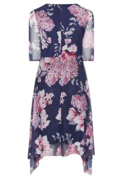 YOURS LONDON Curve Blue Floral Mesh Wrap Dress -Luna Looks Zone 80336d79 9a9e 4c 162118 Y